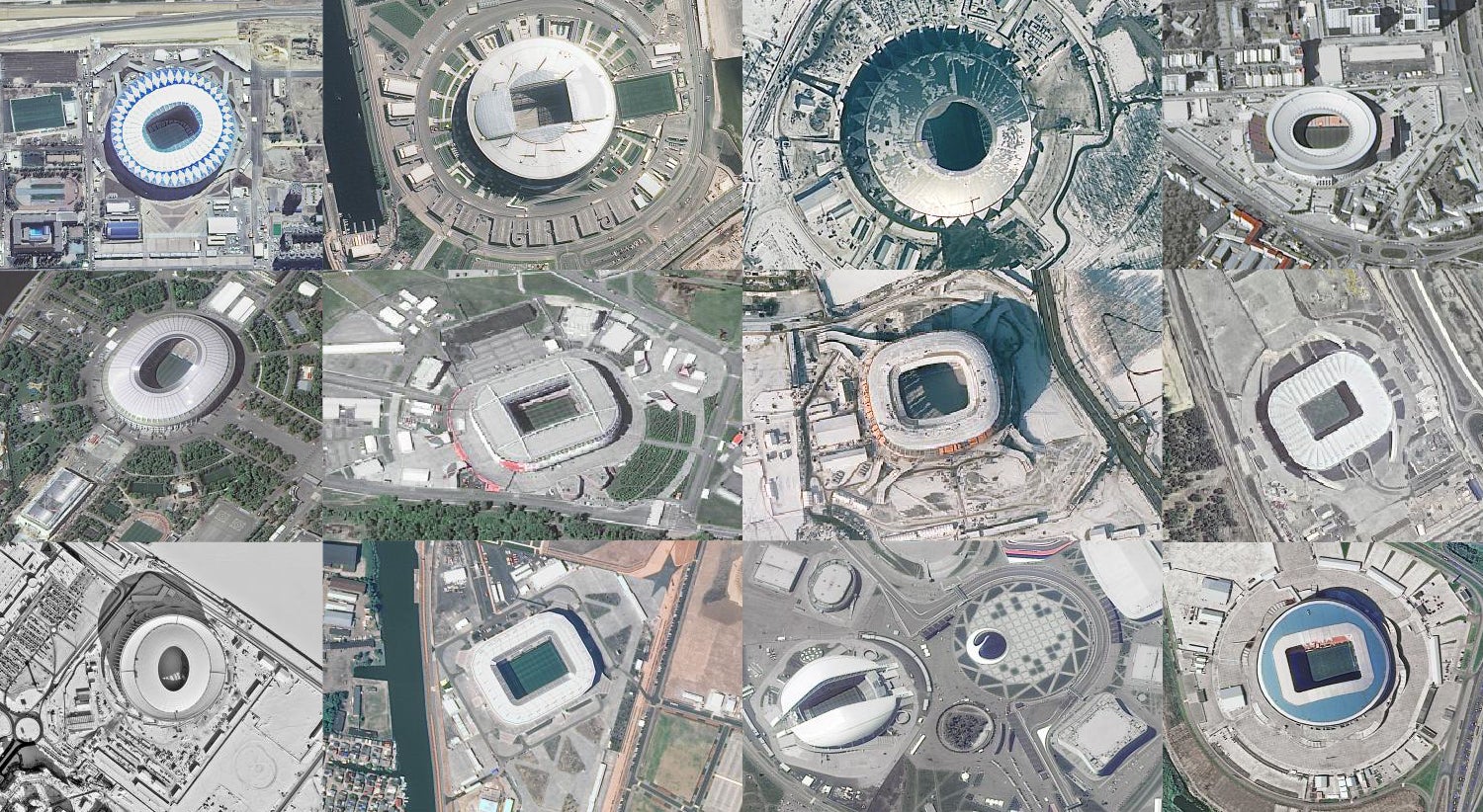 Os est�dios do Mundial vistos do espa�o