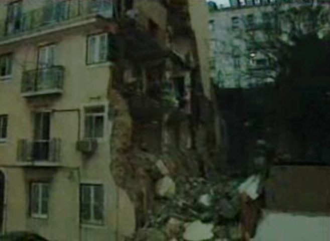 Desabamento de fachada de prédio em Lisboa