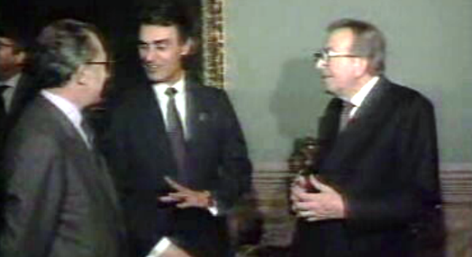 Almoço de Cavaco Silva com Jacques Delors e Giulio Andreotti