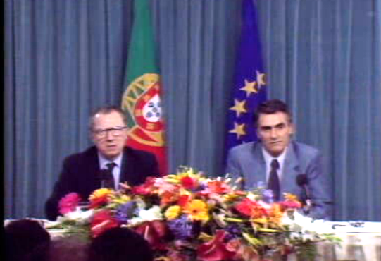 Conferência de imprensa Cavaco Silva- Jacques Delors