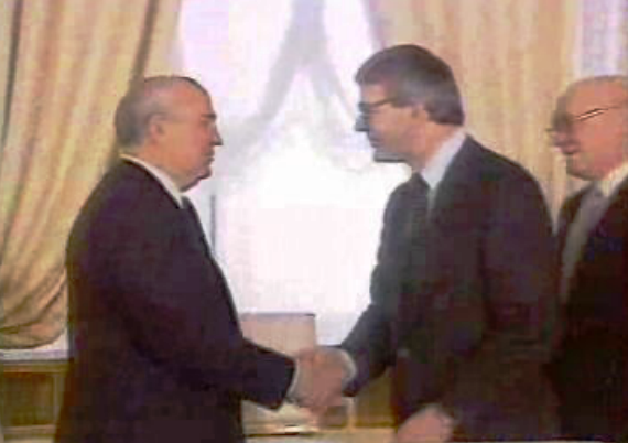 Encontro de John Major com Mikhail Gorbatchev