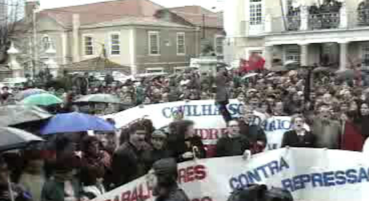 Manifestação de trabalhadores da empresa Pereira Roldão