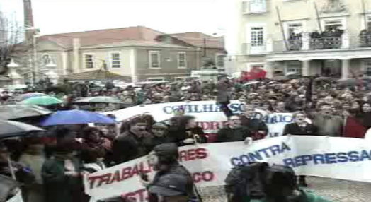 Manifestação de trabalhadores da empresa Pereira Roldão