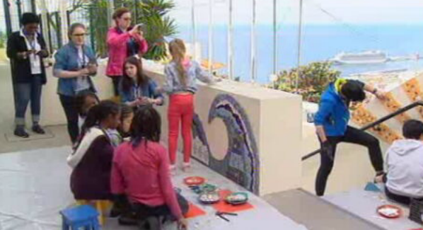 Mural sobre o projeto Erasmus+