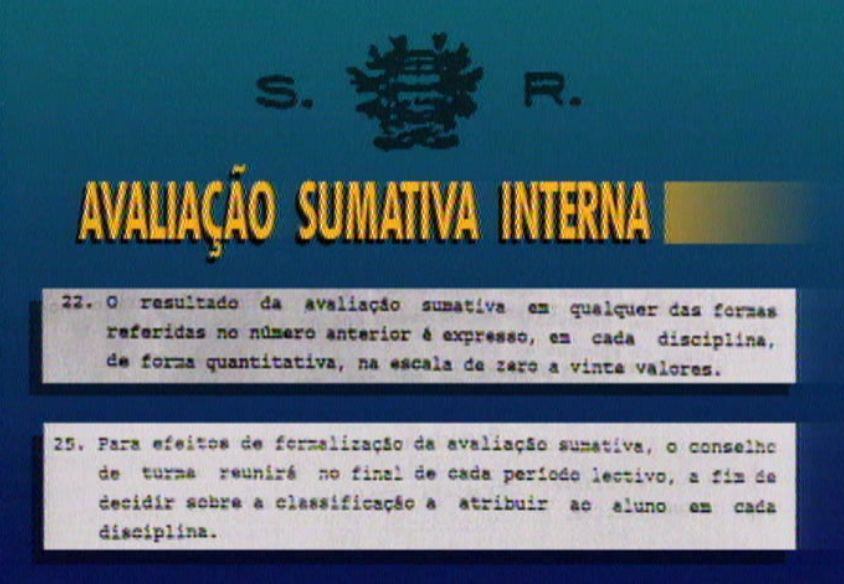 Novo sistema de avaliação