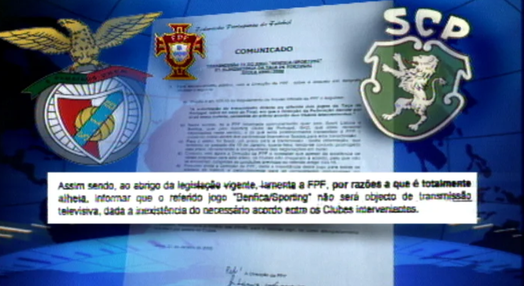 Futebol: Benfica vs Sporting sem transmissão televisiva