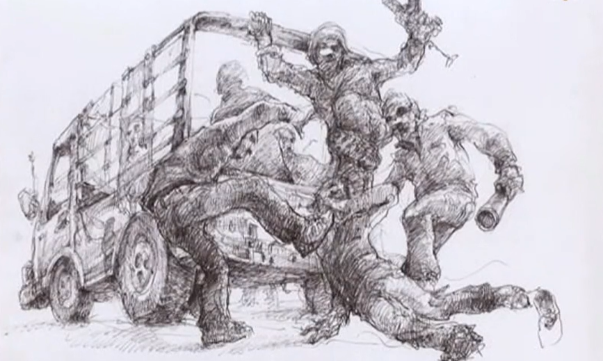 Exilado político desenha a guerra na Síria