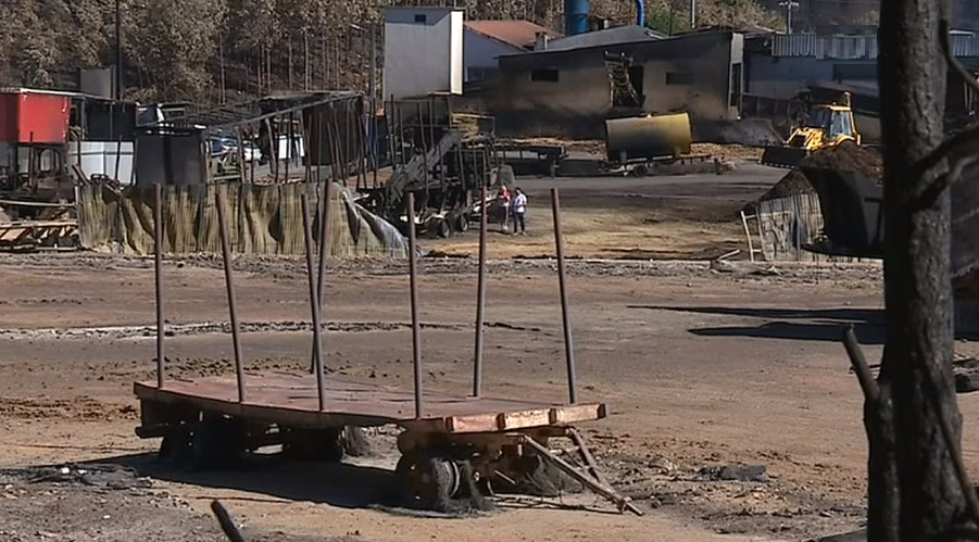 Serração destruída pelos incêndios na aldeia da Moita