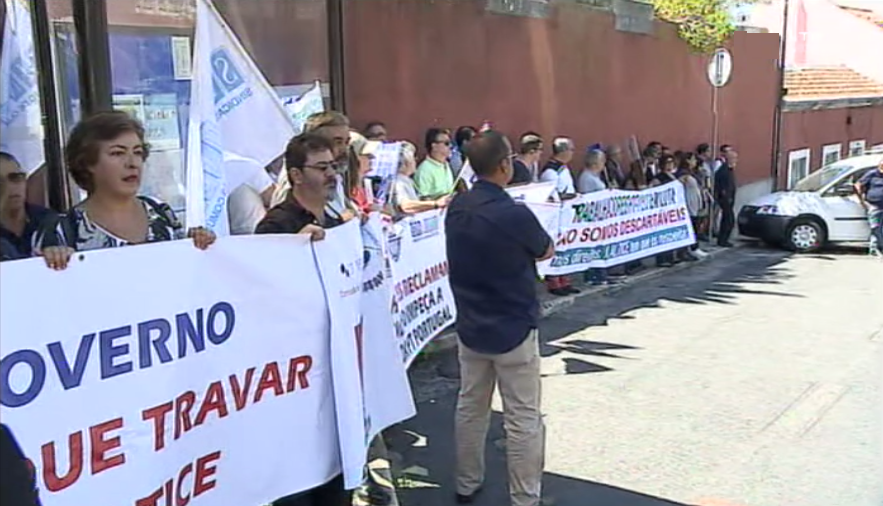 Manifestação de trabalhadores da PT