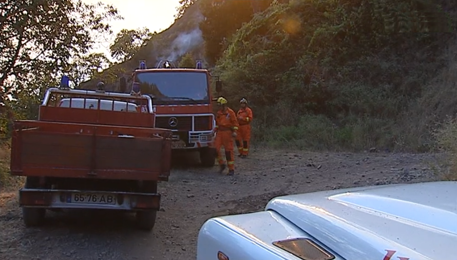 Incêndio florestal ameaça moradias na Ribeira Brava