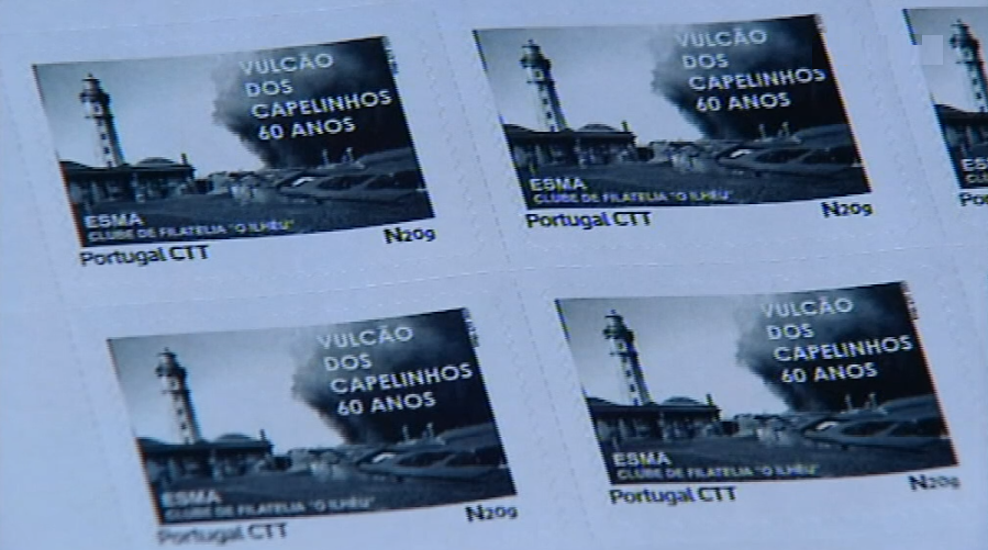 Selo comemorativos dos 60 anos do Vulcão dos Capelinhos