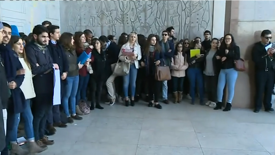 Protesto dos estudantes da Faculdade de Direito em Lisboa