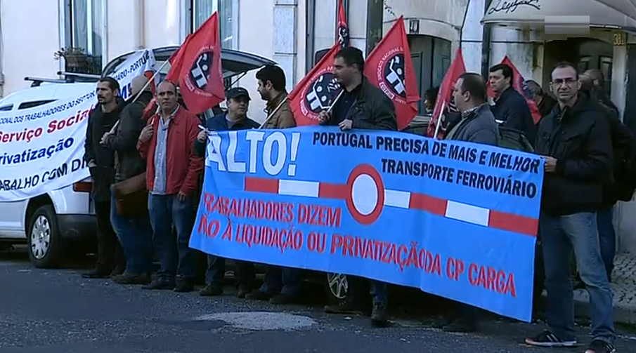 Protesto dos trabalhadores da CP Carga