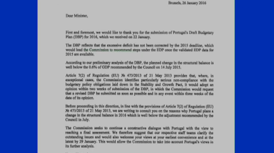 Carta da Comissão Europeia sobre o Orçamento do Estado