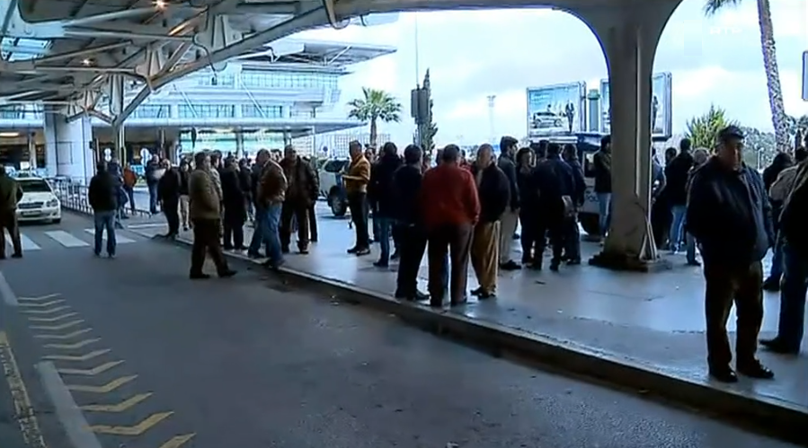 Taxistas em protesto contra UBER