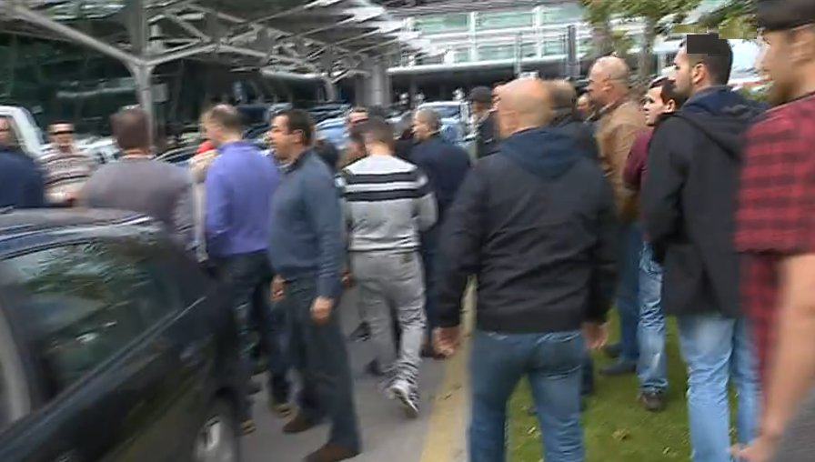 Taxistas em protesto contra UBER