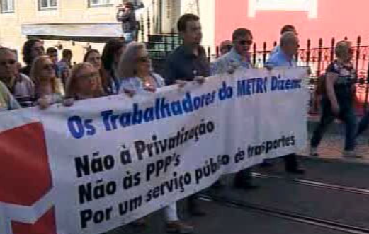 Manifestação de protesto dos trabalhadores dos transportes públicos