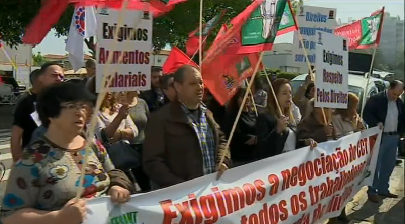 Manifestação dos trabalhadores da Liga de Clubes