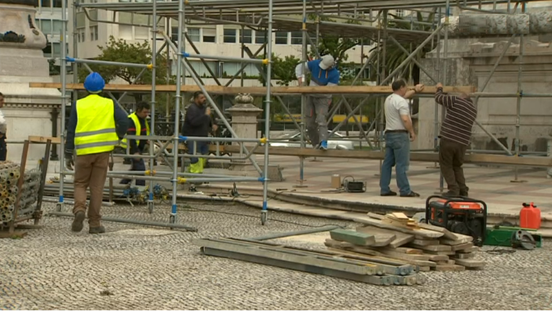 Preparativos para a festa do campeão nacional