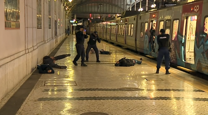 Simulacro de atentado terrorista num comboio no Rossio