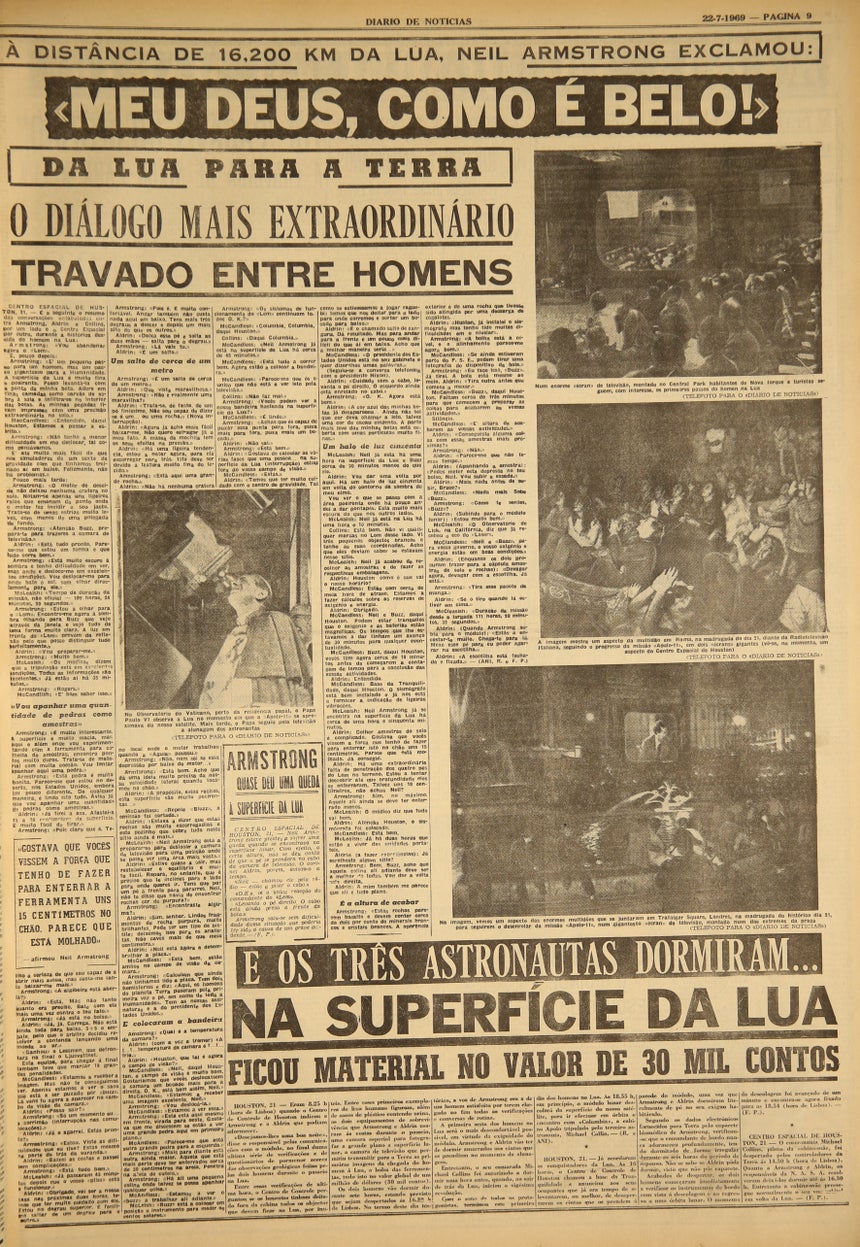 Foto: Cortesia Biblioteca Nacional Portuguesa/DR Jornal "Diário de Notícias" (22 julho 1969)
