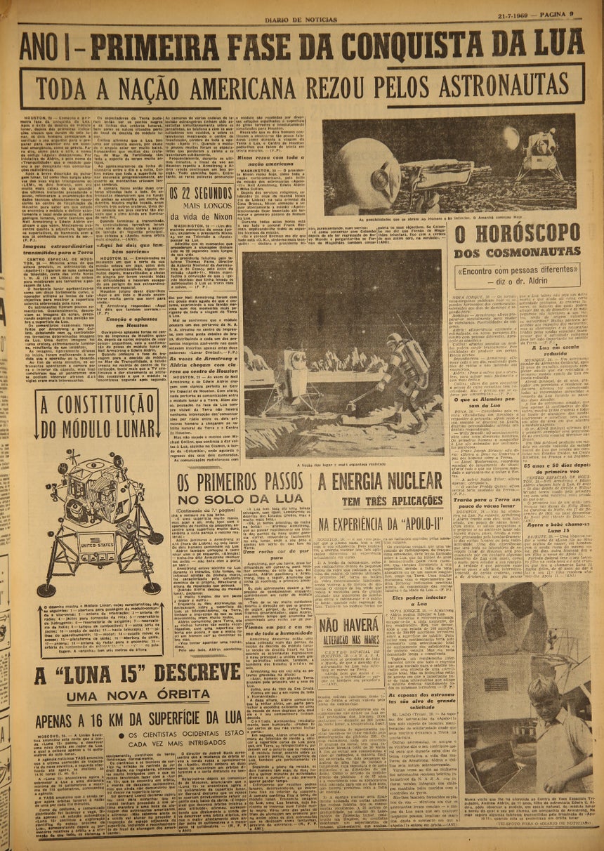 Foto: Cortesia Biblioteca Nacional Portuguesa/DR Jornal "Diário de Notícias" (21 julho 1969)