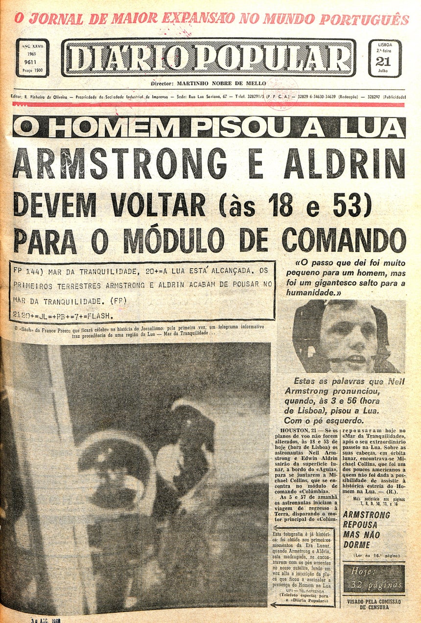Foto: Cortesia Biblioteca Nacional Portuguesa/DR Jornal "Diário Popular" (21 julho 1969)