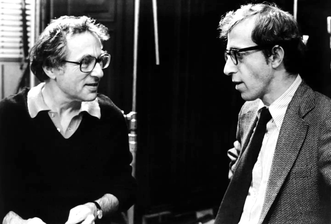 Walter Bernstein e Woody Allen, durante a rodagem de 