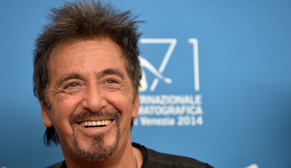 A satisfação de Al Pacino durante a sessão fotográfica no Festival de Veneza.
