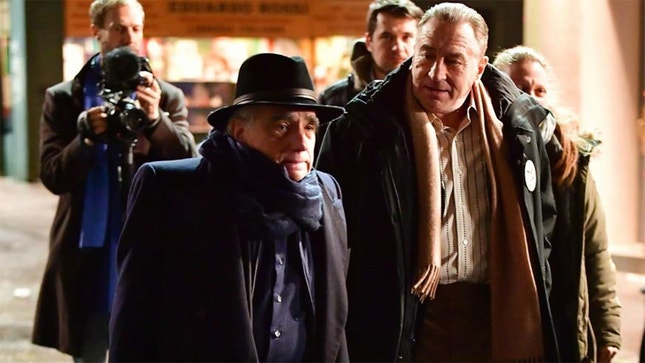 Martin Scorsese e Robert De Niro — rodagem de "The Irishman"