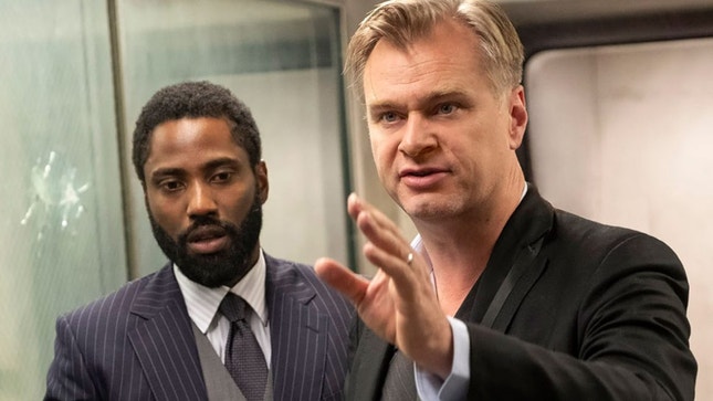 John David Washington e Christopher Nolan — rodagem de 