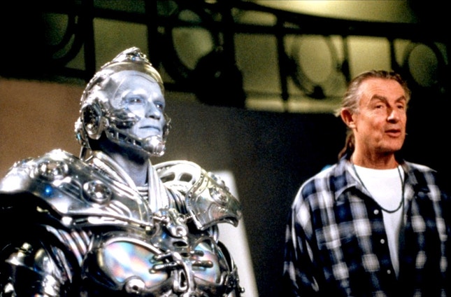 Arnold Scwarzenegger e Joel Schumacher — rodagem de 