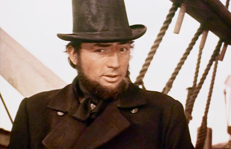 Gregory Peck na personagem do capitão Ahab — sob a direcção de John Huston