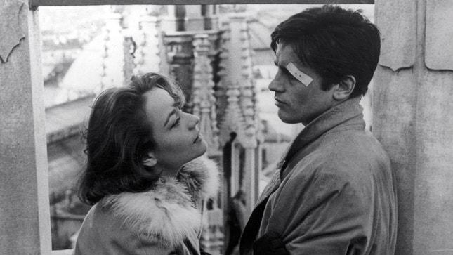 Annie Girardot e Alain Delon filmados por Luchino Visconti em 