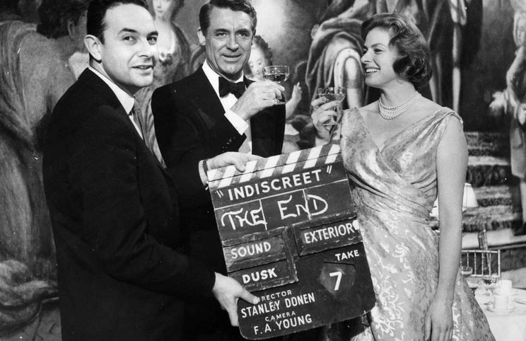 Stanley Donen, Cary Grant e Ingrid Bergman — rodagem de 