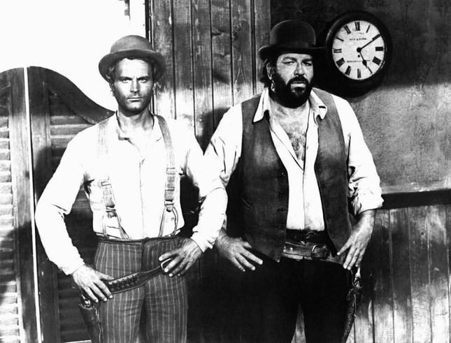 Bud Spencer com Terence Hill: a dupla popular do western spaghetti dos anos 70.