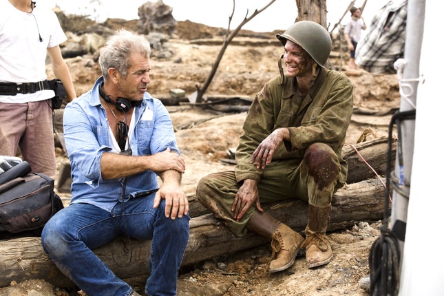 Mel Gibson com Andrew Garfield — rodagem de 