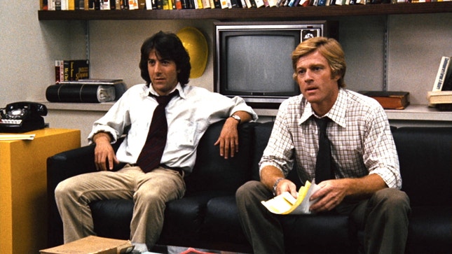 Dustin Hoffman e Robert Redford — desmontando a presidência de Richard Nixon