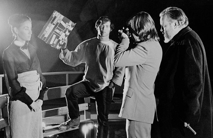 Orson Welles (à direita), durante a rodagem de 