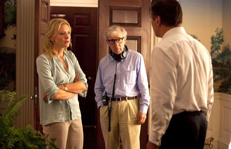 Woody Allen (com Cate Blanchett e Alec Baldwin), durante a rodagem de 