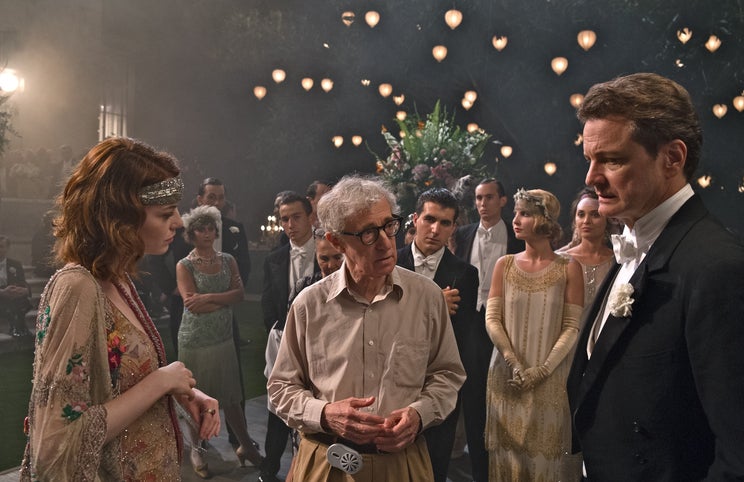 Emma Stone, Woody Allen e Colin Firth durante a rodagem de 