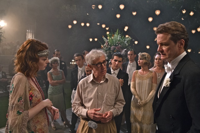 Emma Stone, Woody Allen e Colin Firth durante a rodagem de 