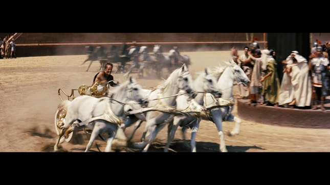 "Ben Hur": Charlton Heston na célebre corrida das quadrigas