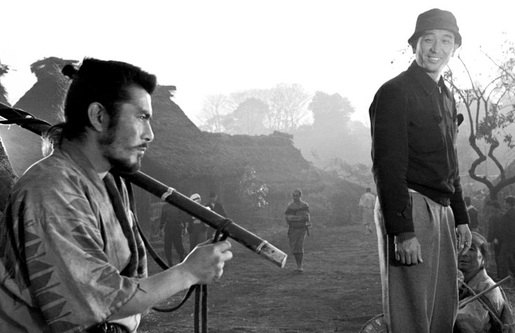Toshiro Mifune e Akira Kurosawa — rodagem de 