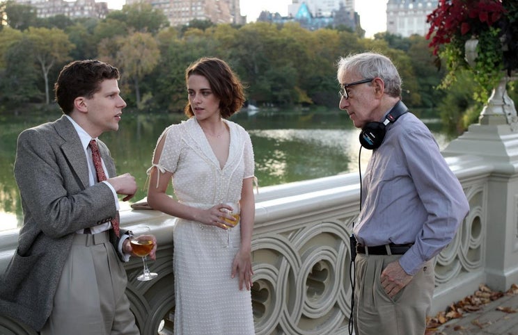 Jesse Eisenberg, Kristen Stewart e Woody Allen — rodagem de 