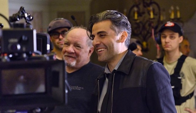 Paul Schrader e Oscar Isaac durante a rodagem de 