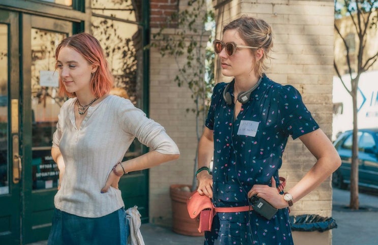 Saoirse Ronan e Greta Gerwig — rodagem de 