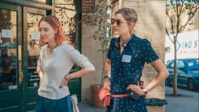 Saoirse Ronan e Greta Gerwig — rodagem de 