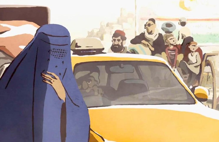 Os desenhos animados evocam a vida em Cabul, no ano de 1998