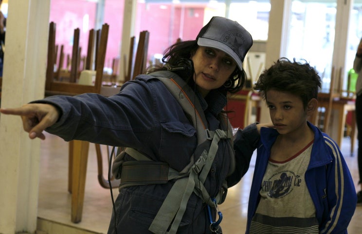 Nadine Labaki e Zain Al Rafeea durante a rodagem de 